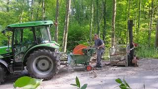 Deutz Fahr 5080D Keyline Restholz vom Spalten aufsägen [upl. by Bekha]