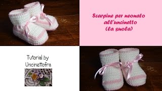 scarpine neonato alluncinetto tutorial la suola [upl. by Nagel]