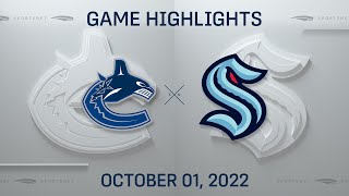 NHL Preseason Highlights  Canucks vs Kraken  October 1 2022 [upl. by Meridith659]