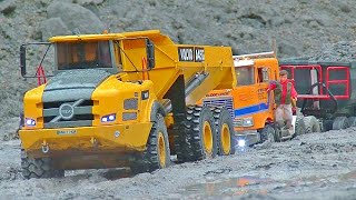 VOLVO DUMP TRUCK  BC8 MAMMUTH MAN 6X6  RUSSIAN TRUCK URAL 4320 IN MUD  RC MUDRUNNER [upl. by Annawahs]