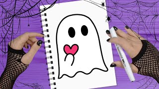 🤍🖤💖 Como desenhar um FANTASMA MUITO FÁCIL DESENHO DE HALLOWEEN [upl. by Narmak909]