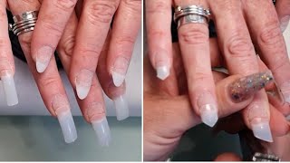 Salon Nails How to apply nail tips for almond shape [upl. by Gwenora175]