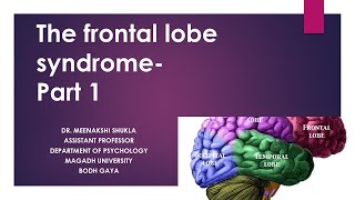 The Frontal Lobe Syndrome Part 1 अग्रपालि सिंड्रोम भाग 1 [upl. by Aznaed]