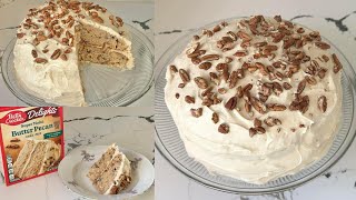 Southern Butter Pecan Cake  Butter Pecan Cake Using A Cake Mix  Ellen’s Fall Baking Series 🍰🥜 [upl. by Ellerrad944]