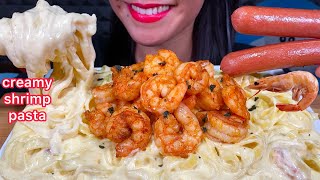 ASMR CREAMY CHEESY SHRIMP PASTA  SAUSAGES MUKBANG MASSIVE Eating Sounds [upl. by Ecnal]