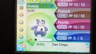 Shiny Grumpig in Pokemon Ultra Sun  via Ultra Wormhole method [upl. by Diba521]