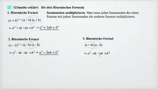 Binomische Formeln alle 3 [upl. by Anazraf68]