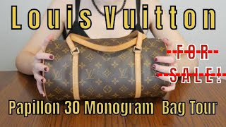 Louis Vuitton Papillon 30 in Monogram  Vachetta  Bag Tour including crossbody strap SOLD [upl. by Ignacia286]