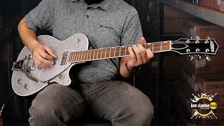 GRETSCH G6129T PLAYERS EDITION JET wBIGSBY SILVER SPARKLE Guitar Demo [upl. by Gio856]