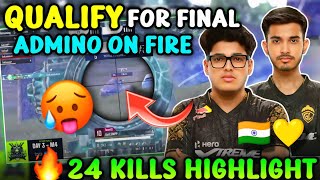 GODL QUALIFY FOR FINALS 🤫🇮🇳 24 KILLS WWCD HIGHLIGHT 💛 ADMINO ON FIRE 🔥  GODL [upl. by Clem]