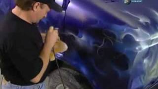 The amazing Mike Lavallee on Overhaulin airbrushing blue flames [upl. by Tonie]