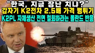 quot한국 지금 장난 치냐 quot갑자기 K2전차 25배 가격 뻥튀기 K2PL 자체생산 전면 철회하라는 폴란드 반응 [upl. by Yves50]