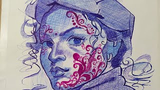 How to draw free hand ballpoint pen sketchingpen sketching viralvideo art trending [upl. by Ahsakal]