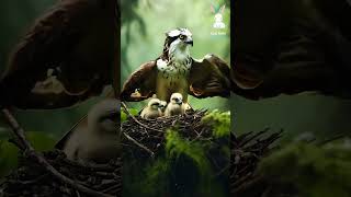 Osprey mother shielding chicks from rain ospreys cute cute animals epic ai aiart cuteanimals [upl. by Kotz]