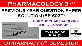 Chronopharmacology  Solutions of Pharmacology 3 previous question papers  Carewell Pharma [upl. by Revilo711]