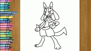 how to draw and color pokemon  drawing lucario [upl. by Burrow130]