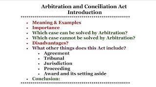 Arbitration and Conciliation Act 1996 lecture  Introduction [upl. by Chev]