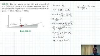 F12–32 Kinematics of a Particle Chapter 12 Hibbeler Dynamics Benam Academy [upl. by Narayan849]