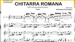 CHITARRA ROMANA ROMAN GUITAR tango Playalong Backing Track Sheet Music C B♭ E♭ for Accordion [upl. by Airekat]