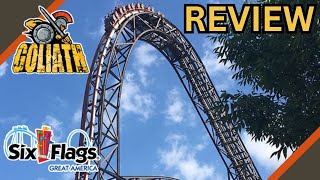 Goliath Review  Six Flags Great Americas HUGE Wooden Roller Coaster [upl. by Snebur]