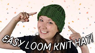 EASY Free Loom Knit Hat With Brim Pattern amp Tutorial [upl. by Dugald]