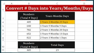 How to Convert Days into Years Months and Days in Excel 2013 [upl. by Tracy]