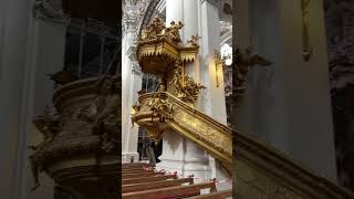 Splendid Baroque Interior of the St Stephens Cathedral in Passau Germany [upl. by Eisle]