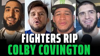 Fighters REACT to Leon Edwards beating Colby Covington UFC296 [upl. by Ardnaed]