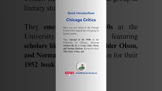 Chicago Critics Quick Introduction Shorts by Alok Mishra alokmishra EnglishLiterature [upl. by Corrina]