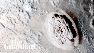 Tonga underwater volcanic eruption creates tsunami waves [upl. by Jilli]