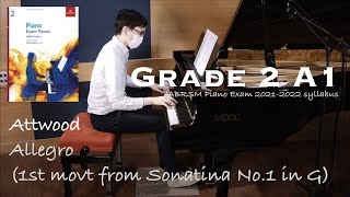 Grade 2 A1  Attwood  Allegro  ABRSM Piano Exam 20212022  Stephen Fung ðŸŽ¹ [upl. by Llessur]