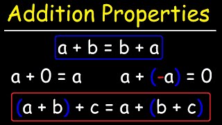 Addition Properties  Commutative Associative Identity Inverse  Algebra [upl. by Lune666]