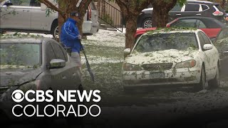 Hail causes damage in parts of the Denver metro area [upl. by Cos]