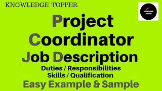 Project Coordinator Job Description  Project Coordinator Roles and Responsibilities [upl. by Fernandes]