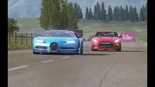 Battle Nissan GTR 2017 vs Bugatti Chiron at Highlands [upl. by Swainson548]