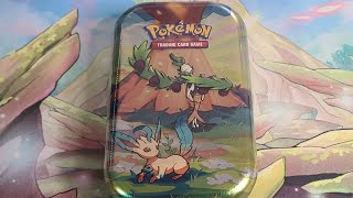 Pokémon Vibrant Paldea Mini Tin Opening Leafeon amp Arboliva [upl. by Drucie552]