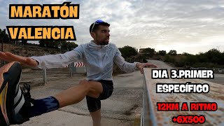 PRIMER ESPECÍFICO MARATON VALENCIA DÍA 3 12km 6x500 [upl. by Chlo]