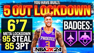 THE BEST 5 OUT LOCKDOWN BUILD IN NBA 2K24 PRO AM [upl. by Renruojos]