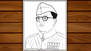 How To Draw Netaji Subhash Chandra Bose Very Easily Step By StepNetaji DrawingNetaji Outline [upl. by Nomelif]