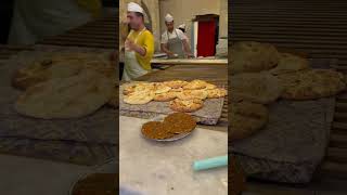 Turkish Bread and Lahmacun in the processfood istanbulturkey visitistanbul turkey istanbul [upl. by Ennyletak]