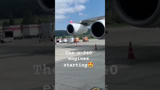 a340 qatar swiss edelweiss landinggear enginesound [upl. by Ahteres]