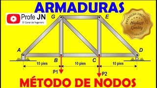 Estática Armaduras método de nodos [upl. by Ynohtnad]