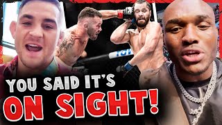 REACTIONS to Colby Covington vs Jorge Masvidal Dustin Poirier REACTS to Colbys CALLOUT UFC 272 [upl. by Ynelram]