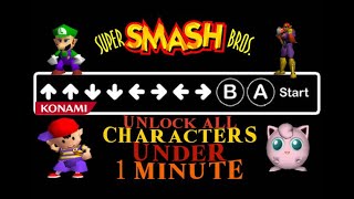 Unlocking all characters in super smash bros N64  Konami Code [upl. by Telfer964]