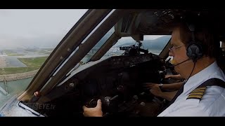 Pilotseyetv  Aerologic Boeing 777F Hong Kong Landing English Subtitles [upl. by Ambrosane]