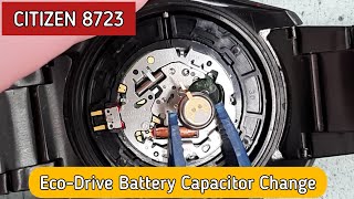 CITIZEN EcoDrive 8723 Battery Capacitor Change [upl. by Asital287]