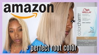 PERFECT BLONDE WITH ROOTS FOR BLACK WOMEN  613 BOB WIG  AMAZON WIG REVIEW  Wella Toner t27 [upl. by Shamma]