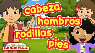 Cabeza Hombros Rodillas y Pies  Head Shoulders Knees and Toes in SPANISH  Jack Hartmann [upl. by Ydneh]