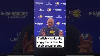 Rick Carlisle thanks the pssed off Colts fans after win [upl. by Eicyaj171]