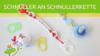 Anleitung Schnuller an Schnullerkette mit Silikonring befestigen ♡ SilikonringAdapter anbringen [upl. by Nuyh]